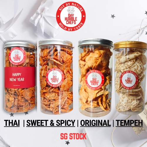 Emping & Tempeh Crackers in Gift Bottles