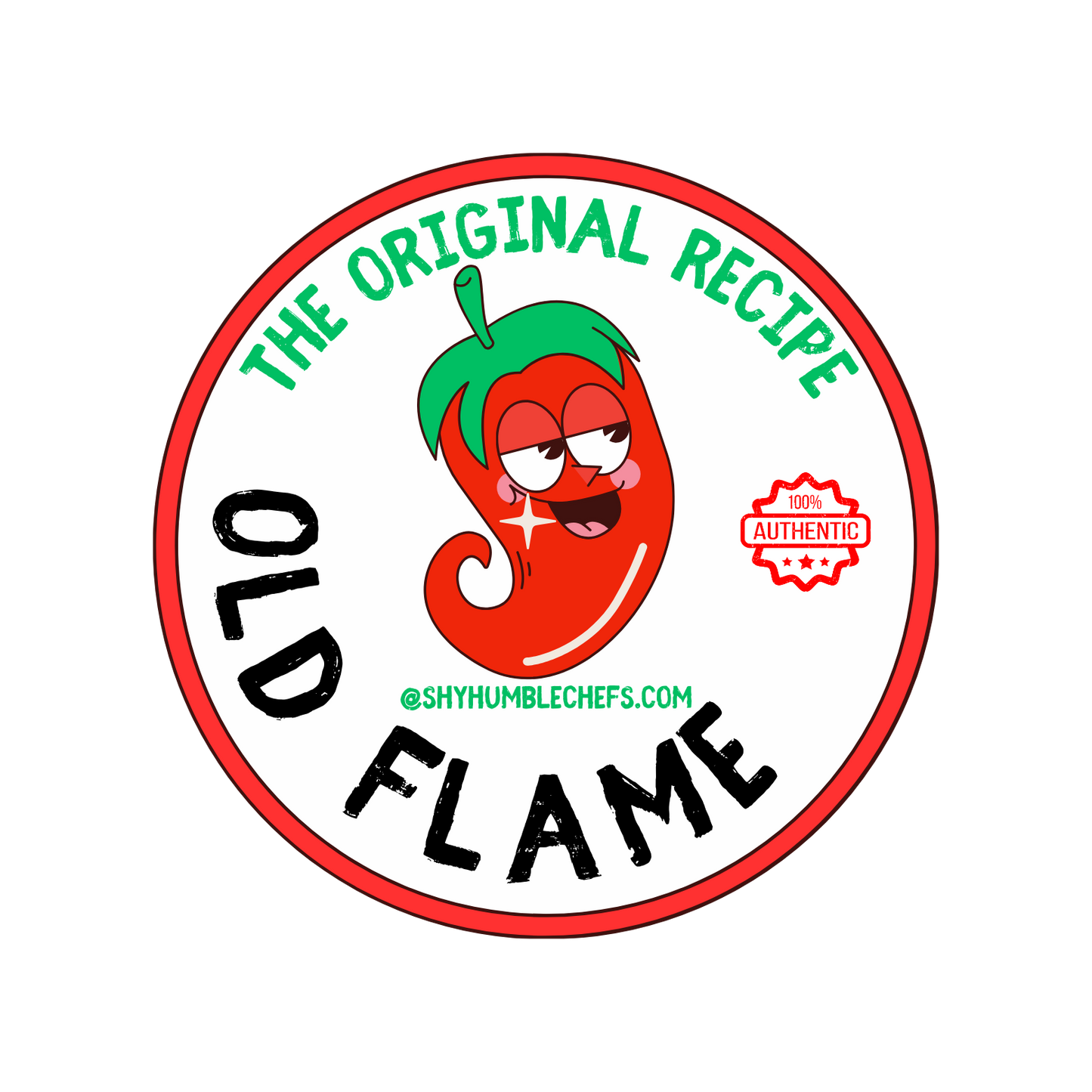 Old Flame chili sauce Singapore logo featuring red chili and green stem